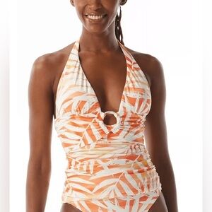 Carmen Marc Valvo MULTI Halter V-Neck Tankini Swim Top, US Medium